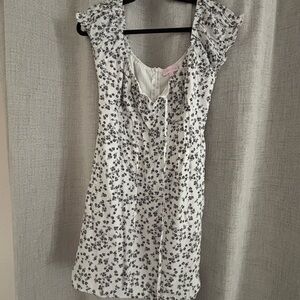 Floral Print Dress with Ruffled Sleeves